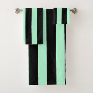 Black and Mint Green Bath Towel Set
