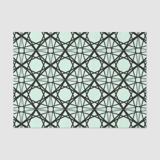 Black and Mint Green Geometric Art  Tissue Paper (Front)