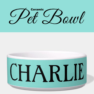 Black and mint with a name cat or dog bowl