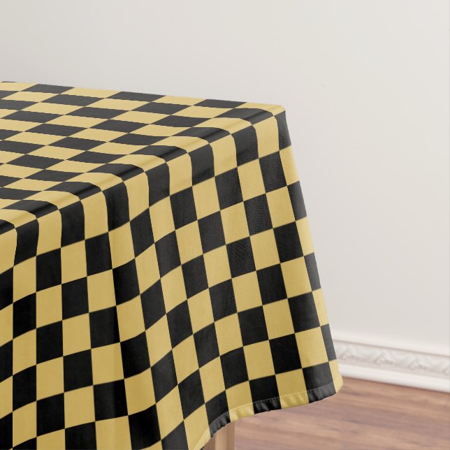 Black and Misted Yellow Chequered Tablecloth (In Situ)