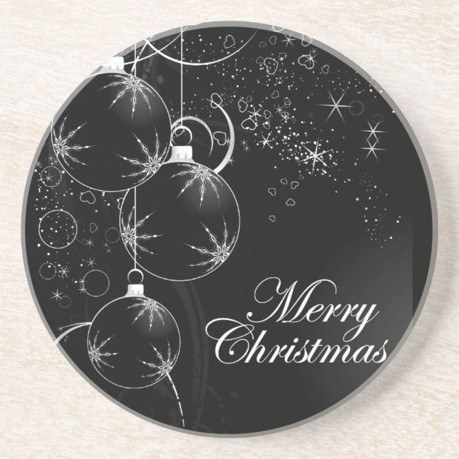 **BLACK AND MODERN CHRISTMAS** SANDSTONE COASTER (Front)