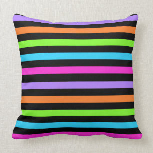 Black and Multi Striped Cushion