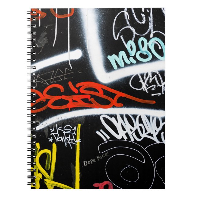 Black and multicolored graffiti art notebook (Front)