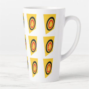 Black and mustard coloured graphic modern art latte mug