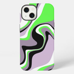 Black and Neon Green Fluid Abstract iPhone 13 Case
