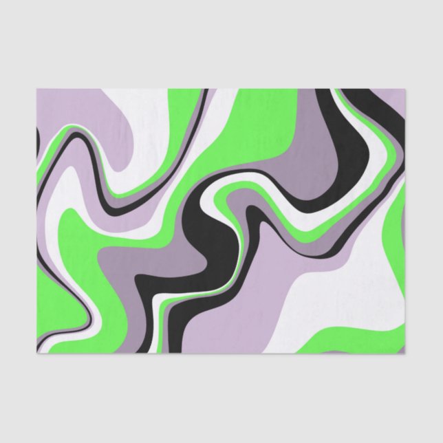 Black and Neon Green Fluid Abstract Tissue Paper (Front)