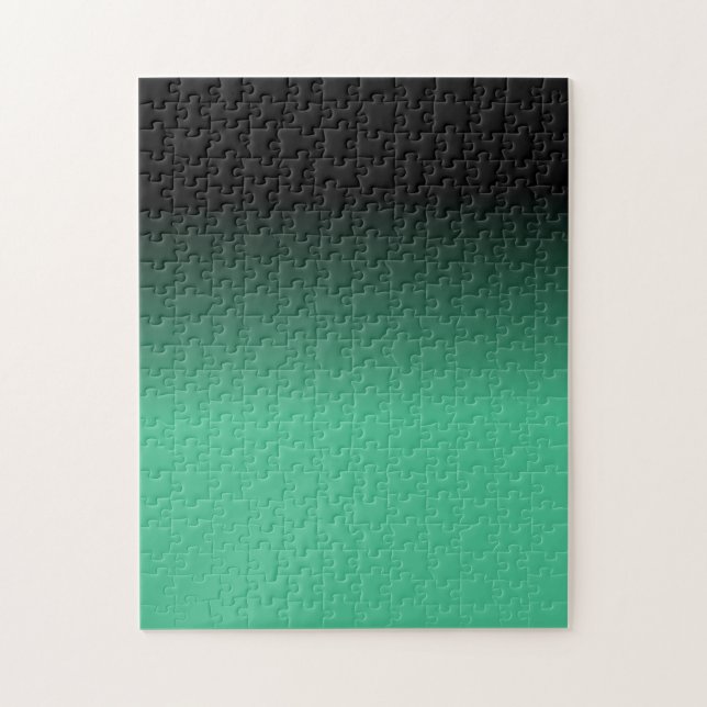 Black and Ocean Green Ombre Pattern Jigsaw Puzzle (Vertical)