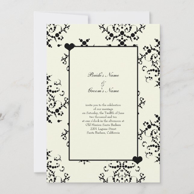 Black and Off White Wedding Invitations (Front)