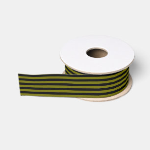 Black and Olive Green Stripe Grosgrain Ribbon