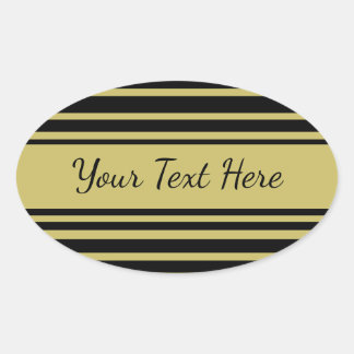Black and Olive Lines Oval Sticker