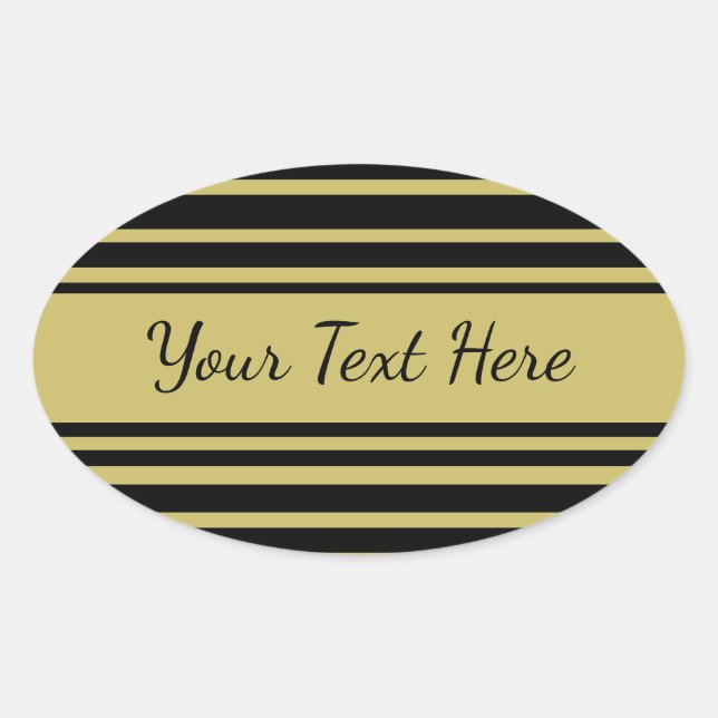 Black and Olive Lines Oval Sticker (Front)