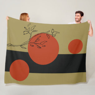 black and orang circles geometric pattern fleece blanket