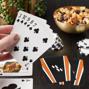 Black And Orange Art Deco Design Monogrammed Playing Cards