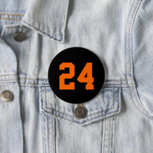 Black and Orange Athlete Jersey Number 7.5 Cm Round Badge