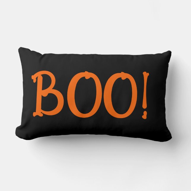 Black and Orange Bony Boo! Lumbar Cushion (Front)