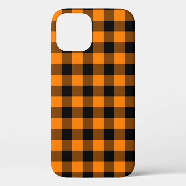 Black and Orange Buffalo Check Case-Mate iPhone Case (Back)
