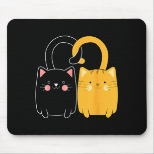 Black And Orange Cat Valentine Ginger Cat Valentin Mouse Pad