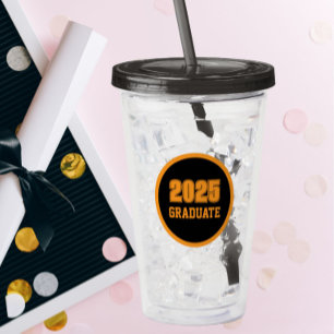 Black and Orange Circle Graduate Year Acrylic Tumbler