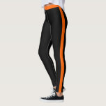 Black and Orange Colour Side Stripe Leggings<br><div class="desc">Custom Colours - Sports Orange Colour Side Stripe Black Leggings - MIGNED Design - or Choose / Add Your Stripe and Leggings Colours with Customisation tool ! Good Luck - Be Happy :)</div>
