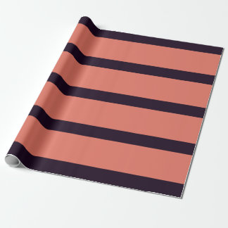 Black and Orange Cool Tone Pencil Stripes Wrapping Paper