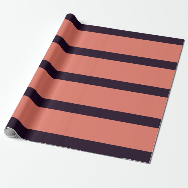 Black and Orange Cool Tone Pencil Stripes Wrapping Paper (Unrolled)