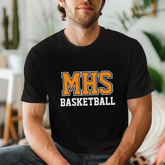 Black and Orange Custom Basketball Team Spirit T-Shirt (Creator Uploaded)