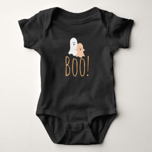 Black and Orange Cute Boo! Ghosts Halloween Baby Bodysuit