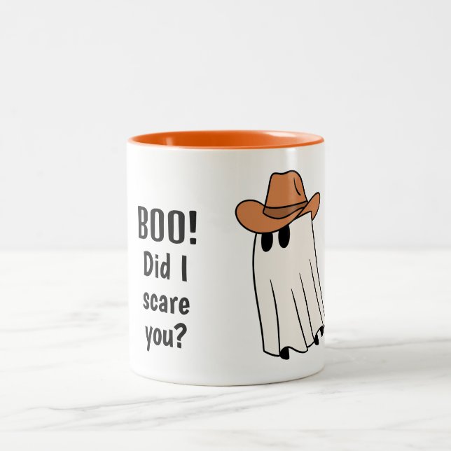 Black and Orange Cute Ghost Halloween Mug (Center)
