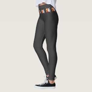 Black and Orange Cute Happy Halloween Leggings
