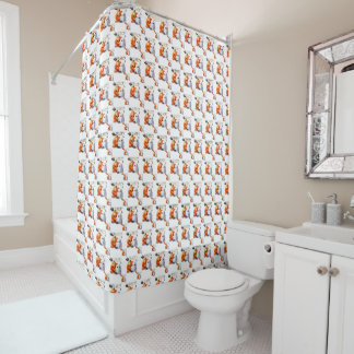 Black and Orange Cute Happy Halloween Shower Curtain