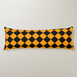 Black and Orange Diamond Pattern Body Cushion