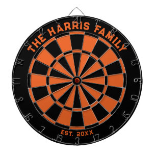 Black and Orange Family Dartboard with Darts