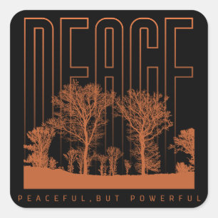 Black and Orange Futuristic Peace Square Sticker