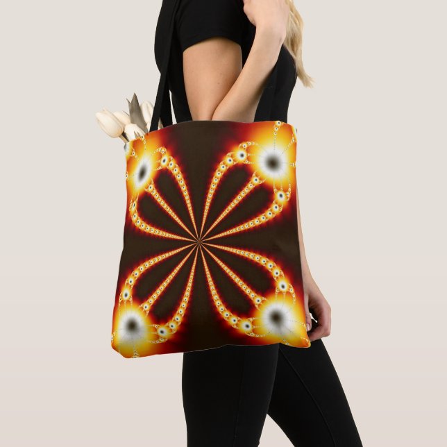 Black and Orange Geometric Design Tote Bag (Close Up)