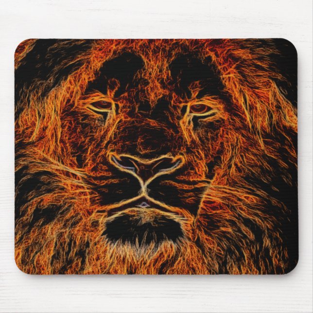 Black and Orange Graffiti Lion Head Mouse Pad (Front)