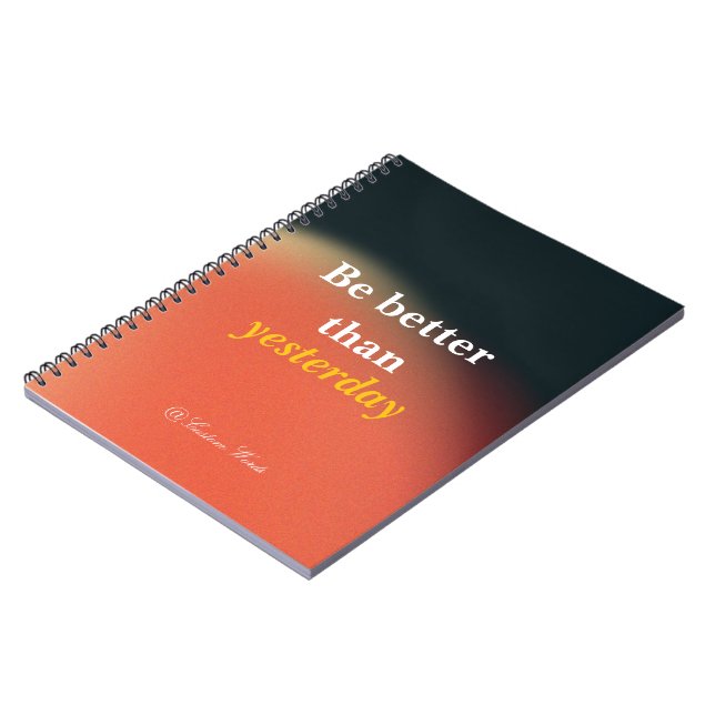 Black and Orange Grainy Gradient Reminder Quotes Notebook (Left Side)