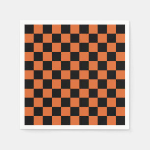Black and Orange Halloween Chequerboard Napkin