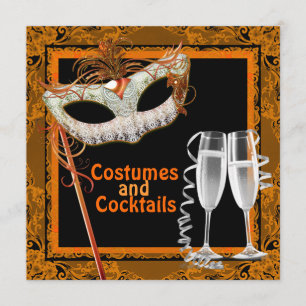 Black and Orange Halloween Costume Party Invitation