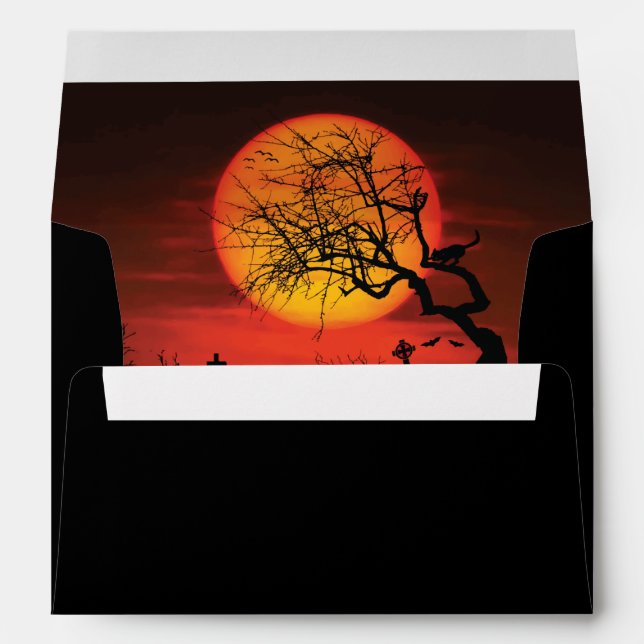 Black And Orange Halloween Envelopes At Night A7 (Back (Bottom))