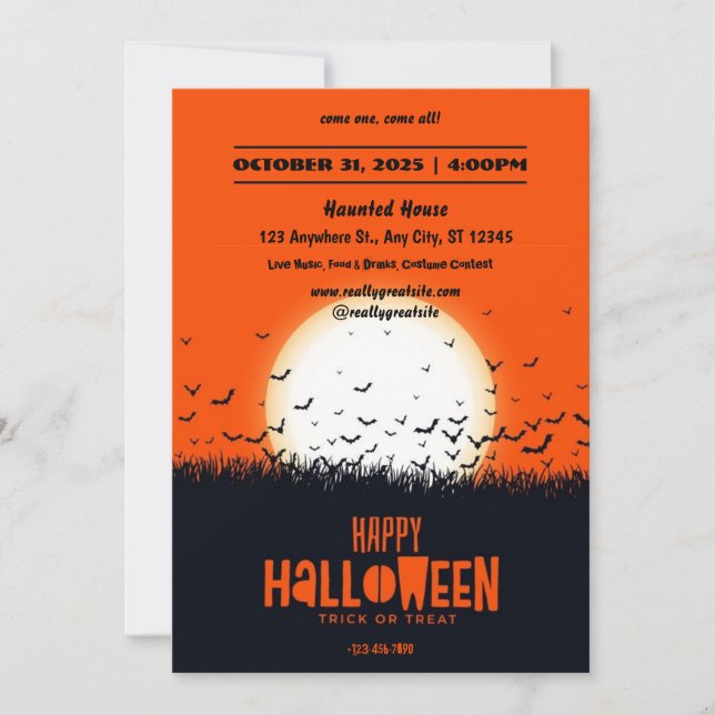 Black and Orange Halloween Party Invitation (Front)