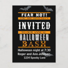 Black and Orange Halloween Party Invitations