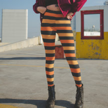 Black and Orange Halloween Stripe Leggings