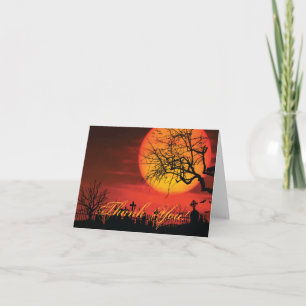 Black And Orange Halloween Thank You Cards