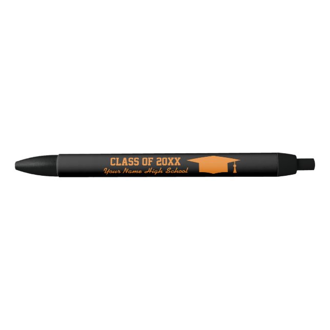 Black and orange high school graduation gift ink pen (Front)
