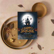 Black and Orange Illustrative Happy Halloween