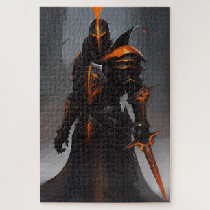 black and orange knight puzzle