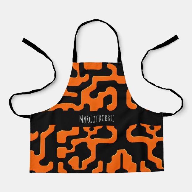 Black and orange maze Abstract Geometric Pattern Apron (Front)