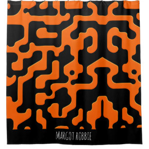Black and orange maze Abstract Geometric Pattern Shower Curtain