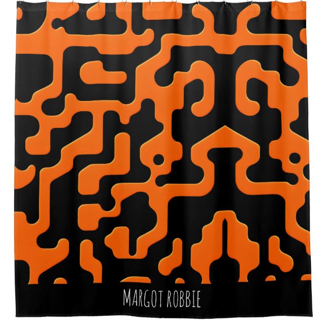 Black and orange maze Abstract Geometric Pattern Shower Curtain (Front)