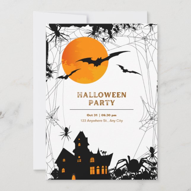Black and Orange Modern Halloween Party Invitation (Front)